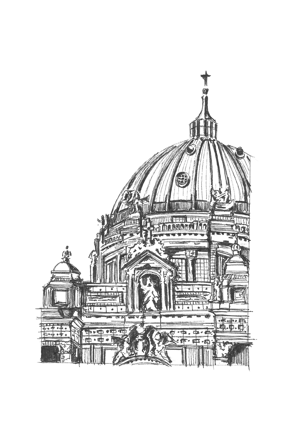 Sketch of the Berlin Cathedral, Germany